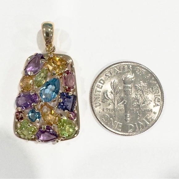 Filigree Gemstone Pendant: 14K Gold Amethyst, Citrine, Peridot, Topaz - Picture 10 of 12